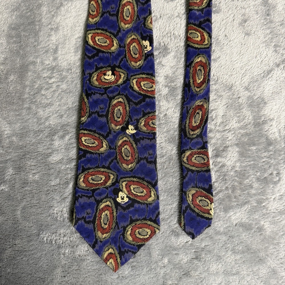 Hidden Mickey Mouse Disney Men's Neck Tie Silk Made In USA Vintage Deep Purple